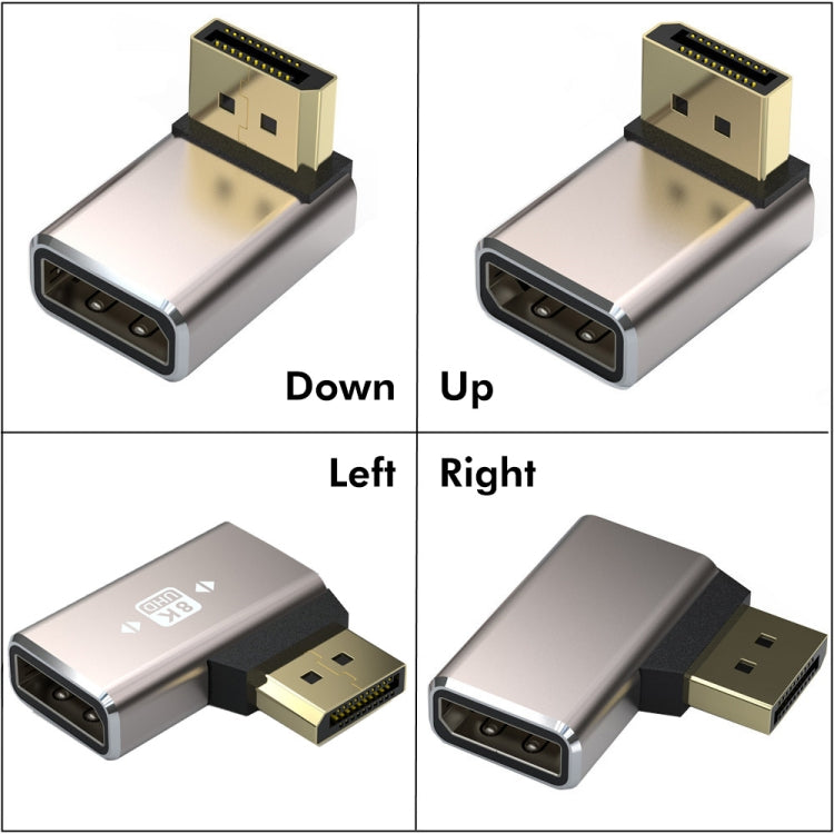 JUNSUNMAY 8K 60Hz PD1.4 Male Displayport to Female Displayport Adapter Converter, Angle:Right
