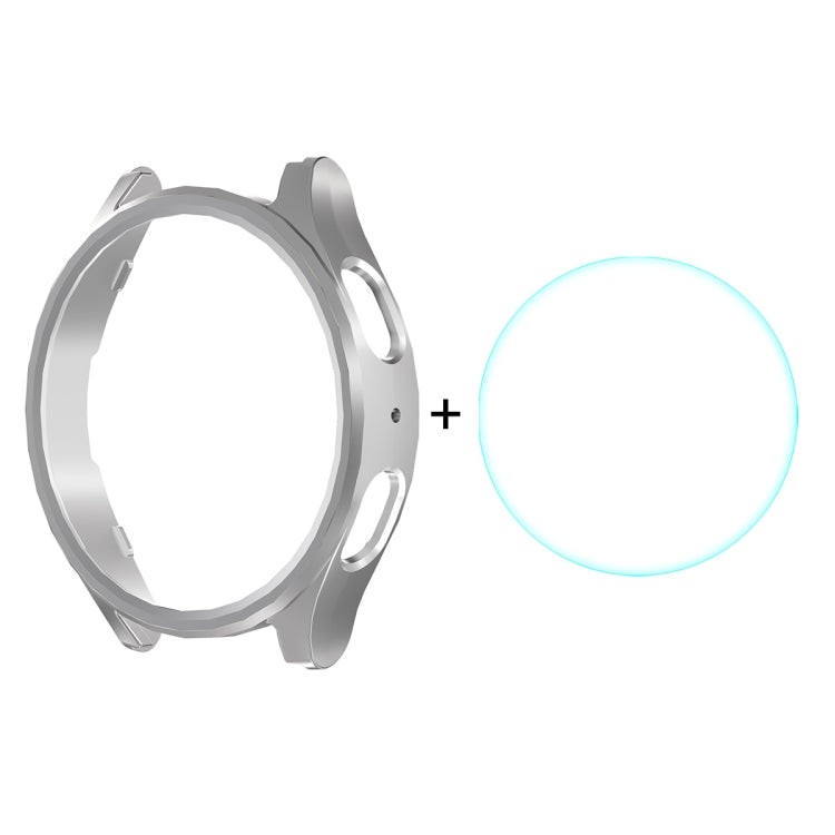Pour Samsung Galaxy Watch7 44mm Coque rigide en PC électroplaqué ENKAY Hat-Prince + Protecteur d'écran en verre 9H de 0,2 mm (Argent)