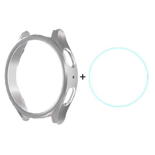 Pour Samsung Galaxy Watch7 44mm Coque rigide en PC électroplaqué ENKAY Hat-Prince + Protecteur d'écran en verre 9H de 0,2 mm (Argent)