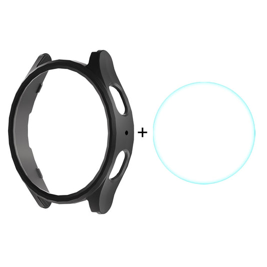 Pour Samsung Galaxy Watch7 40mm ENKAY Hat-Prince Coque Rigide PC Électroplaquée + Protecteur d'Écran en Verre Trempé 0.2mm 9H (Noir)