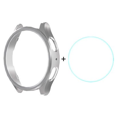 For Samsung Galaxy Watch7 40mm ENKAY Hat-Prince Electroplated Hard PC Case + 0.2mm 9H Glass Screen Protector(Silver)