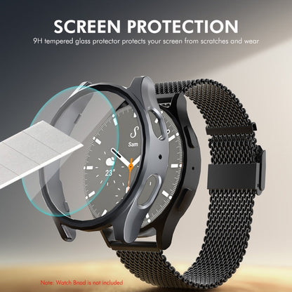For Samsung Galaxy Watch7 40mm ENKAY Hat-Prince Electroplated Hard PC Case + 0.2mm 9H Glass Screen Protector(Silver)
