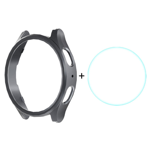 Pour Samsung Galaxy Watch7 40 mm, coque rigide PC électroplaquée ENKAY Hat-Prince + protection d'écran en verre 9H de 0,2 mm (gris acier)