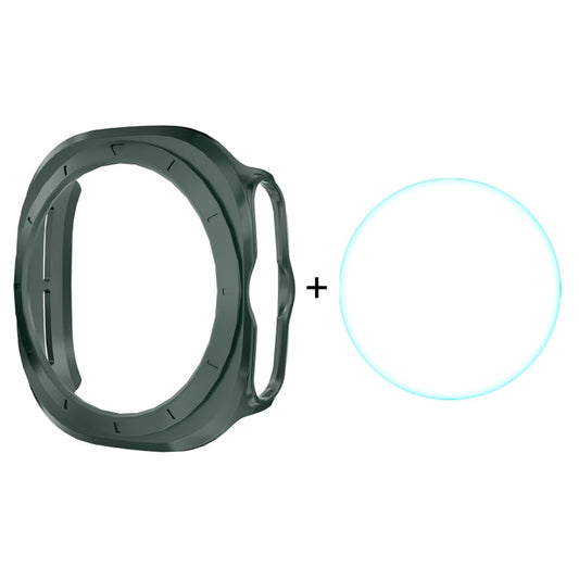 Pour Samsung Galaxy Watch Ultra 47mm / Ultra 2025 Coque Rigide PC Électroplaquée ENKAY Hat-Prince + Protection d'Écran en Verre 9H de 0,2mm (Vert Foncé)