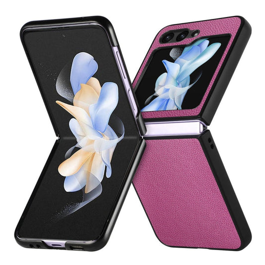 Pour Samsung Galaxy Z Flip6 / Flip7 FE JUNSUNMAY Coque de téléphone pliable en PC avec texture litchi (violet)