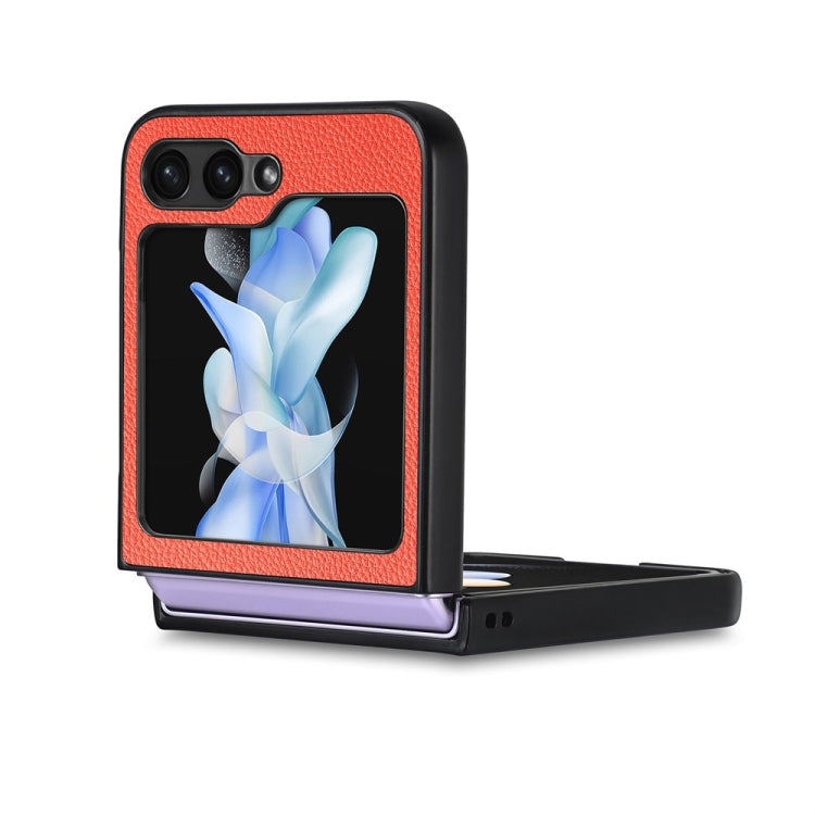 Pour Samsung Galaxy Z Flip6 / Flip7 FE JUNSUNMAY Coque de téléphone pliable en PC avec texture litchi (violet)