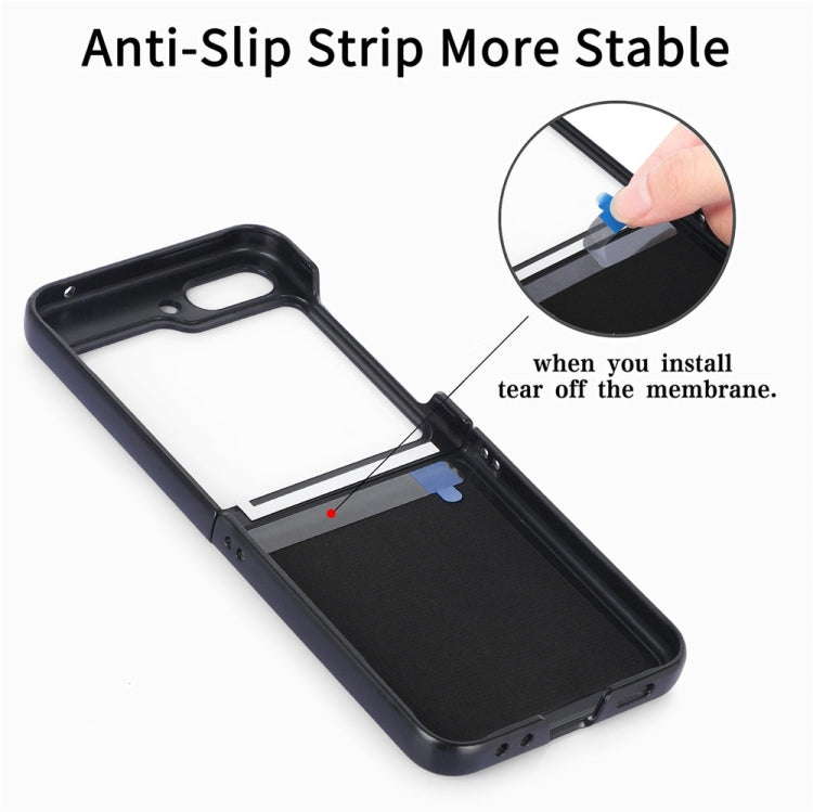 Pour Samsung Galaxy Z Flip6 / Flip7 FE JUNSUNMAY Étui de téléphone pliable en PC avec coque en cuir à motif rétro (noir)
