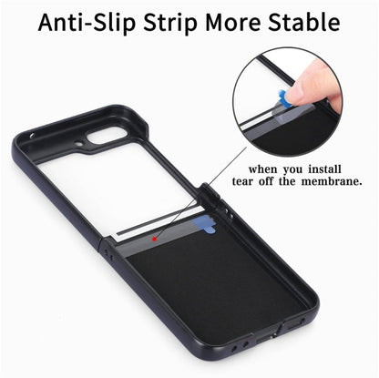 Pour Samsung Galaxy Z Flip6 / Flip7 FE JUNSUNMAY Étui de téléphone pliable en PC avec coque en cuir à motif rétro (noir)