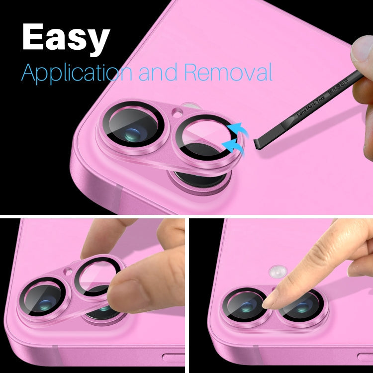 For iPhone 16 / 16 Plus NORTHJO Matte Camera Lens Protector Tempered Glass Rear Lens Film(Rose)