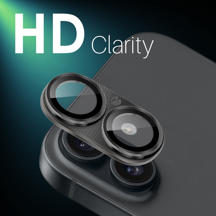 For iPhone 16 / 16 Plus NORTHJO CD Vein Camera Lens Protector Tempered Glass Rear Lens Film(Black)