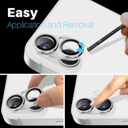 For iPhone 16 / 16 Plus NORTHJO CD Vein Camera Lens Protector Tempered Glass Rear Lens Film(Silver)