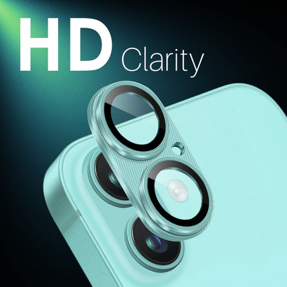 For iPhone 16 / 16 Plus NORTHJO CD Vein Camera Lens Protector Tempered Glass Rear Lens Film(Cyan)
