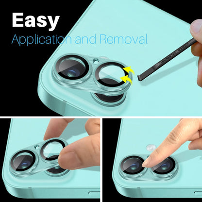 For iPhone 16 / 16 Plus NORTHJO CD Vein Camera Lens Protector Tempered Glass Rear Lens Film(Cyan)