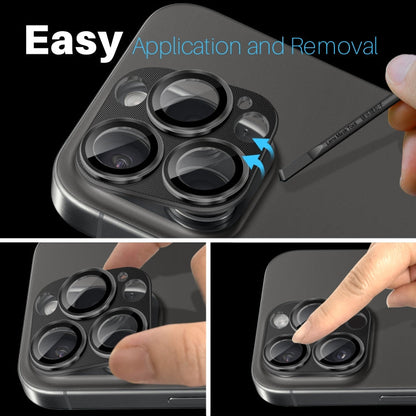 For iPhone 16 Pro / 16 Pro Max NORTHJO CD Vein Camera Lens Protector Tempered Glass Rear Lens Film(Black)