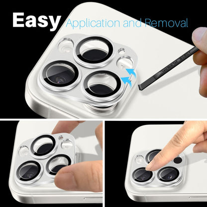 For iPhone 16 Pro / 16 Pro Max NORTHJO CD Vein Camera Lens Protector Tempered Glass Rear Lens Film(Silver)