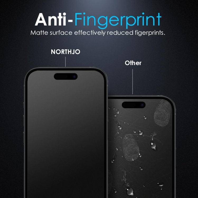 For iPhone 15 Pro Max NORTHJO Matte Silkscreen Anti-Fingerprint Tempered Glass Film