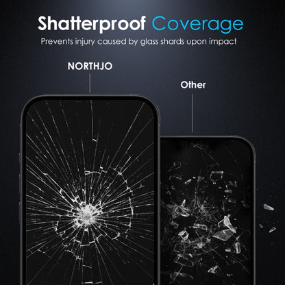 For iPhone 15 Plus NORTHJO Matte Silkscreen Anti-Fingerprint Tempered Glass Film