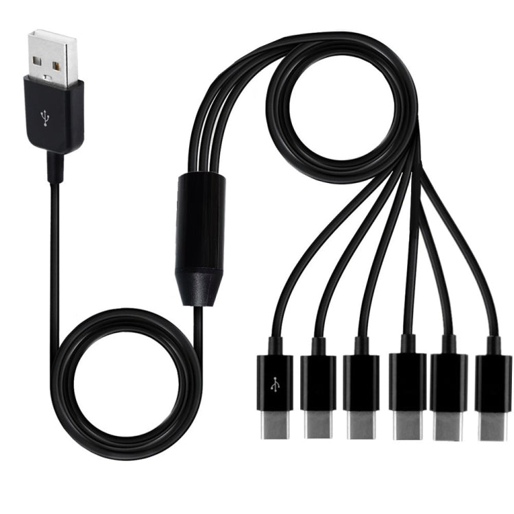 JUNSUNMAY 6 in 1 USB 2.0 to Type-C Splitter Cable, Length:0.5m