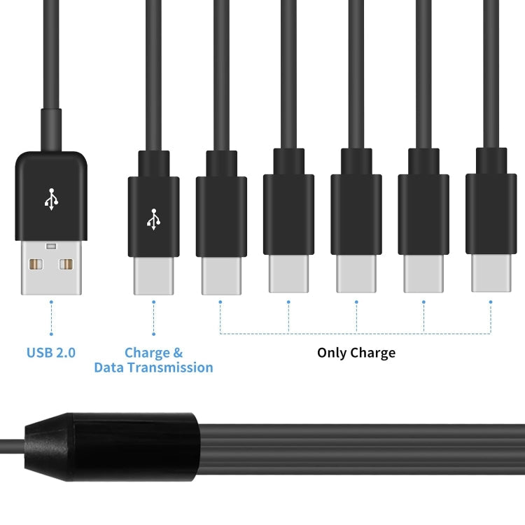 JUNSUNMAY 6 in 1 USB 2.0 to Type-C Splitter Cable, Length:1.5m