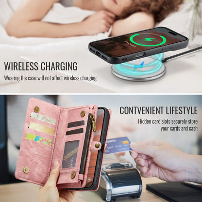 For iPhone 16 Pro CaseMe 008 Detachable Multifunctional Leather Phone Case(Pink)