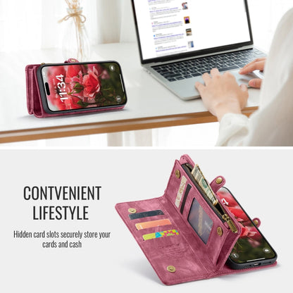 Pour iPhone 16 Étui portefeuille détachable multifonctionnel en cuir CaseMe 008 (Rouge)