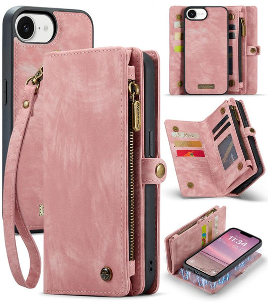 For iPhone 17e / 16e CaseMe 008 Detachable Multifunctional Leather Phone Case(Pink)