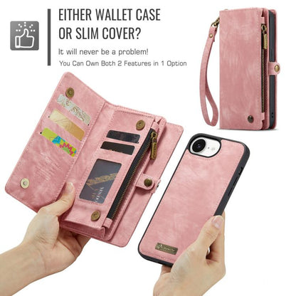 For iPhone 17e / 16e CaseMe 008 Detachable Multifunctional Leather Phone Case(Pink)