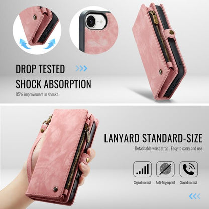 For iPhone 17e / 16e CaseMe 008 Detachable Multifunctional Leather Phone Case(Pink)