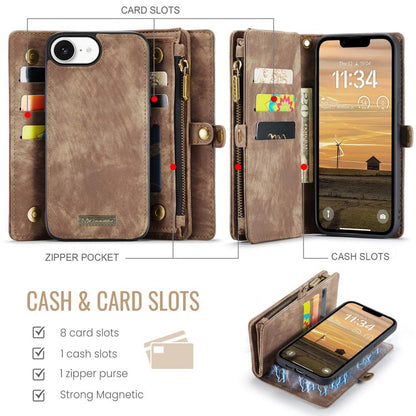 For iPhone 17e / 16e CaseMe 008 Detachable Multifunctional Leather Phone Case(Brown)