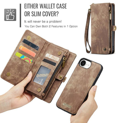 For iPhone 17e / 16e CaseMe 008 Detachable Multifunctional Leather Phone Case(Brown)