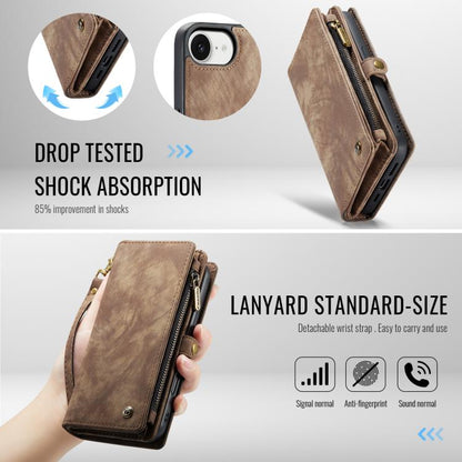 For iPhone 17e / 16e CaseMe 008 Detachable Multifunctional Leather Phone Case(Brown)