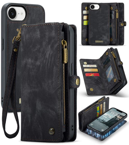 For iPhone 17e / 16e CaseMe 008 Detachable Multifunctional Leather Phone Case(Black)