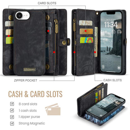 For iPhone 17e / 16e CaseMe 008 Detachable Multifunctional Leather Phone Case(Black)