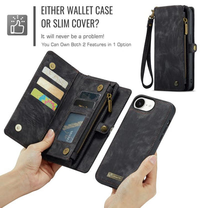 For iPhone 17e / 16e CaseMe 008 Detachable Multifunctional Leather Phone Case(Black)
