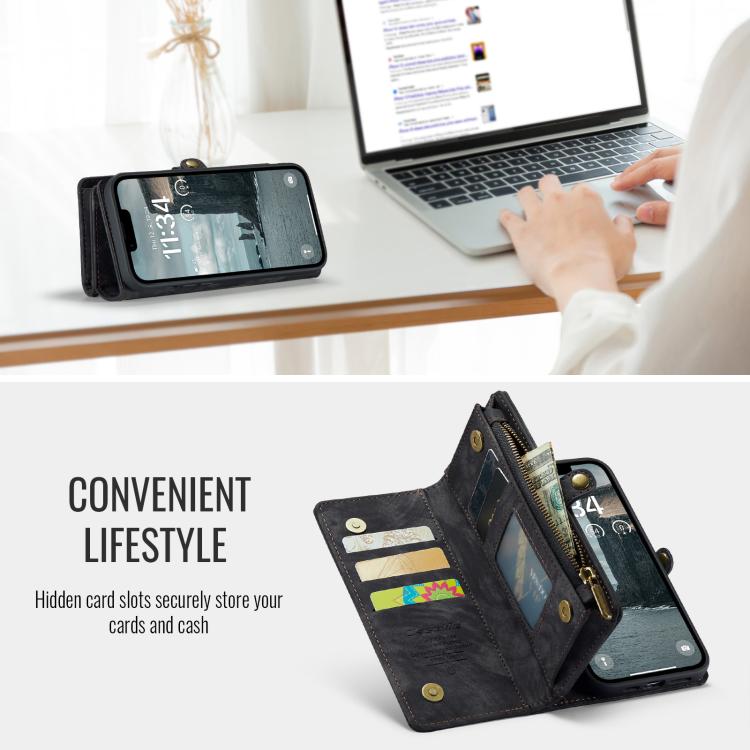 For iPhone 17e / 16e CaseMe 008 Detachable Multifunctional Leather Phone Case(Black)