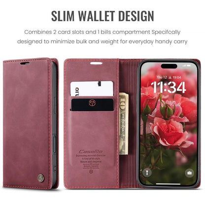 Pour iPhone 16 Pro Max Étui multifonctionnel en cuir à rabat horizontal CaseMe 013 (rouge)