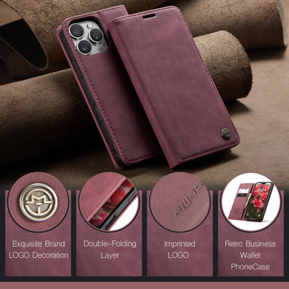 Pour iPhone 16 Pro Max Étui multifonctionnel en cuir à rabat horizontal CaseMe 013 (rouge)