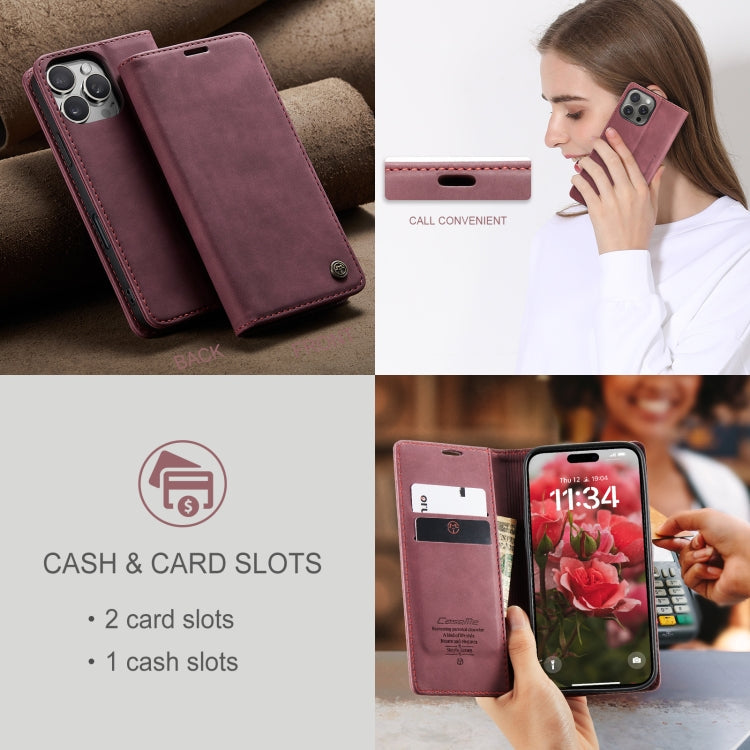 Pour iPhone 16 Pro Max Étui multifonctionnel en cuir à rabat horizontal CaseMe 013 (rouge)