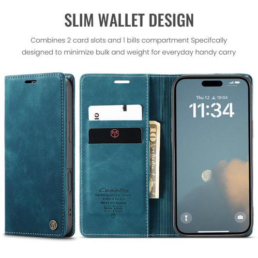 For iPhone 16 Pro CaseMe 013 Multifunctional Horizontal Flip Leather Phone Case(Blue)