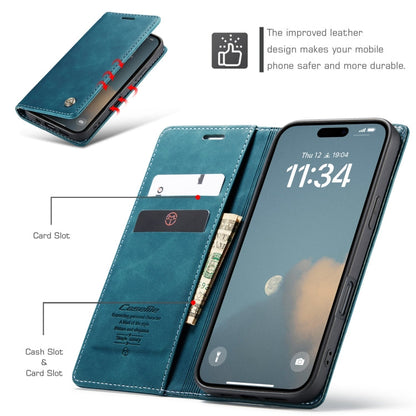 Pour iPhone 16 Pro Étui de téléphone en cuir à rabat horizontal multifonctionnel CaseMe 013 (Bleu)