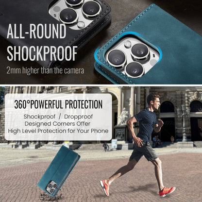 Pour iPhone 16 Pro Étui de téléphone en cuir à rabat horizontal multifonctionnel CaseMe 013 (Bleu)