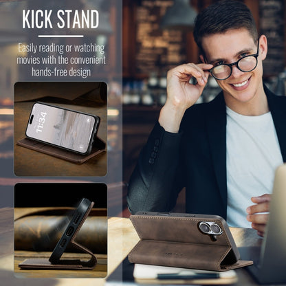 Pour iPhone 16 Plus Étui de téléphone en cuir multifonctionnel à rabat horizontal CaseMe 013 (café)