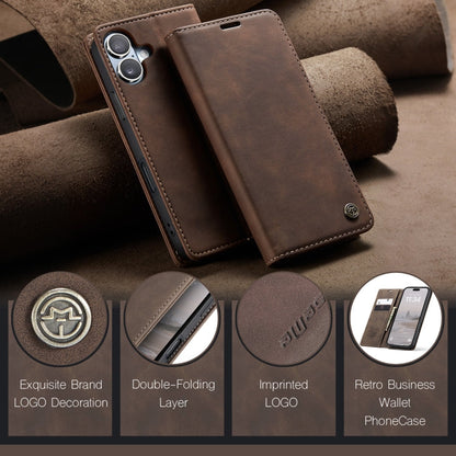 Pour iPhone 16 Plus Étui de téléphone en cuir multifonctionnel à rabat horizontal CaseMe 013 (café)