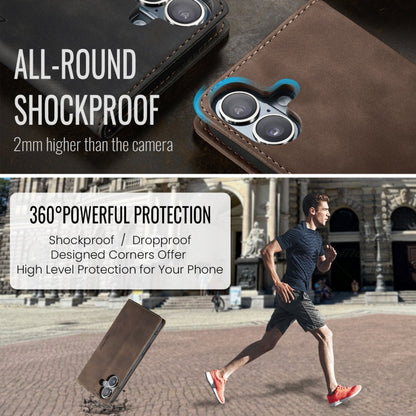Pour iPhone 16 Plus Étui de téléphone en cuir multifonctionnel à rabat horizontal CaseMe 013 (café)