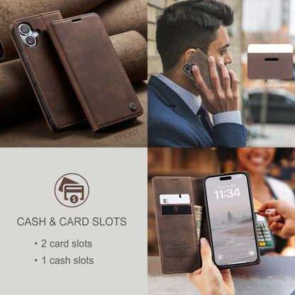 Pour iPhone 16 Plus Étui de téléphone en cuir multifonctionnel à rabat horizontal CaseMe 013 (café)