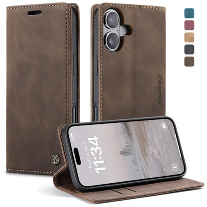 Pour iPhone 16 Plus Étui de téléphone en cuir multifonctionnel à rabat horizontal CaseMe 013 (café)