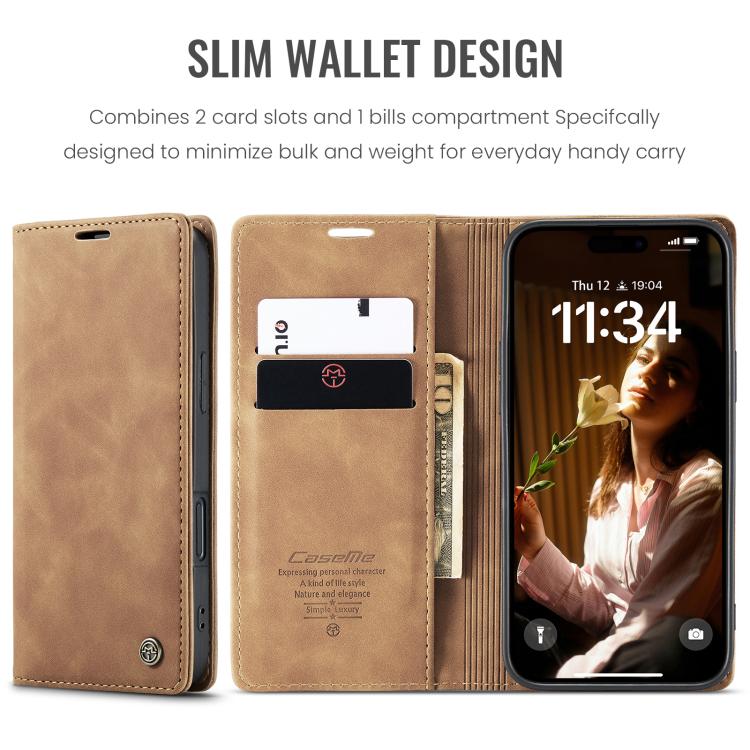 For iPhone 16 Plus CaseMe 013 Multifunctional Horizontal Flip Leather Phone Case(Brown)