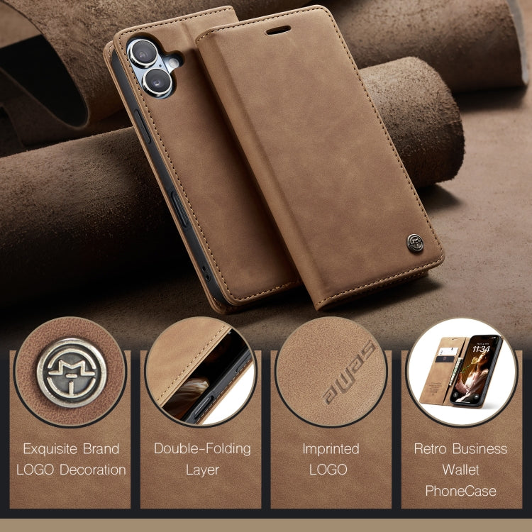 For iPhone 16 Plus CaseMe 013 Multifunctional Horizontal Flip Leather Phone Case(Brown)