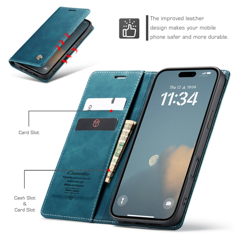 Pour iPhone 16 Plus Étui de téléphone en cuir multifonctionnel à rabat horizontal CaseMe 013 (bleu)