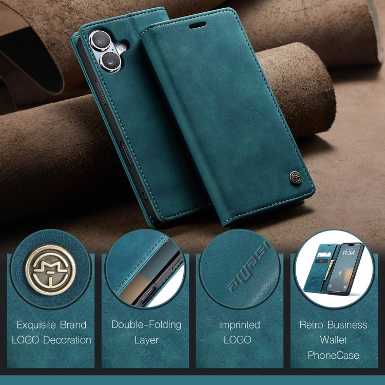Pour iPhone 16 Plus Étui de téléphone en cuir multifonctionnel à rabat horizontal CaseMe 013 (bleu)